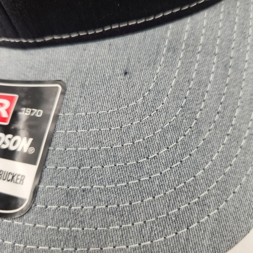 Richardson 112 Trucker Hat Black Grey WSF Farms Rooster Logo Snapback Cap